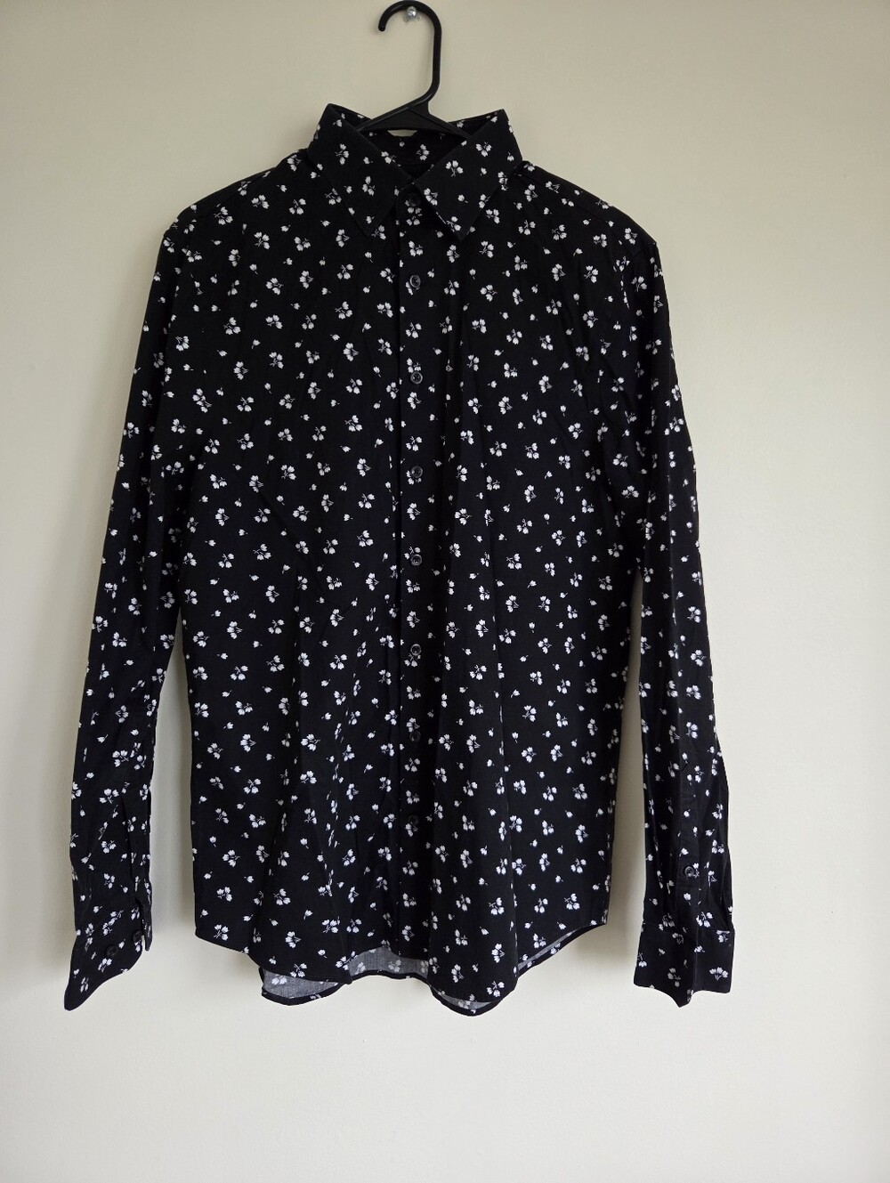 Express Black Shirt Jacket with White Floral Print